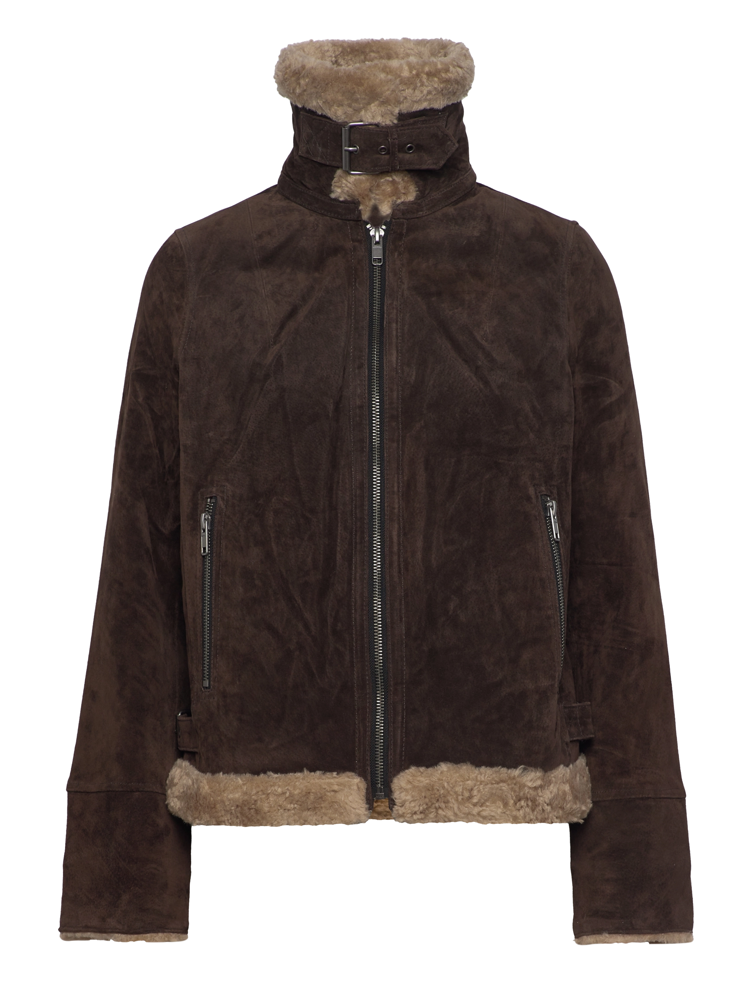 JOFAMA Ciara Wildleder Shearling Jacke Braun - 36 - Damen