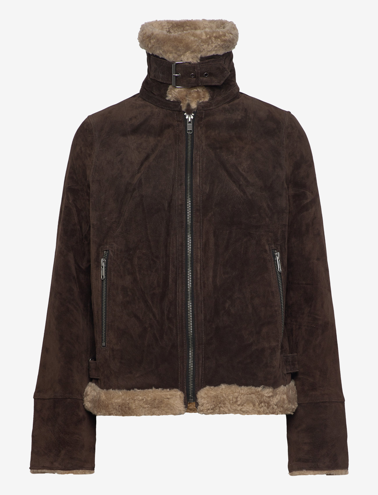 Jofama - Ciara Suede Shearling Jacket - kunstpelz - coffee - 0