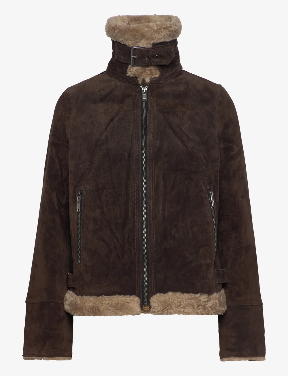Jofama - Ciara Suede Shearling Jacket - kunstpelz - coffee - 1