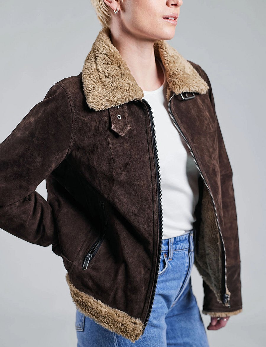 Jofama - Ciara Suede Shearling Jacket - fausse fourrure - coffee - 5