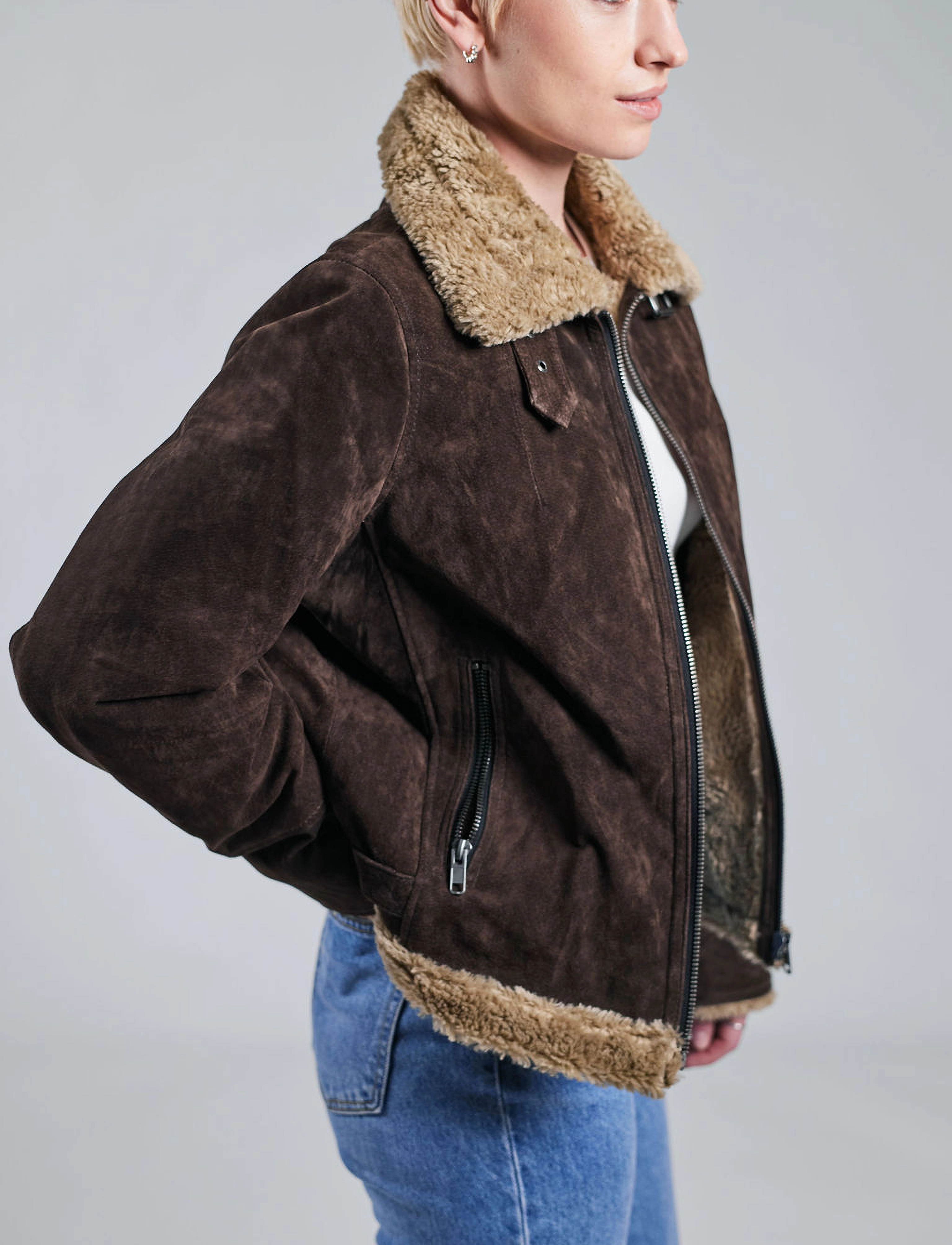 JOFAMA Ciara Suede Shearling Jacket skinnjackor dam – bild 4