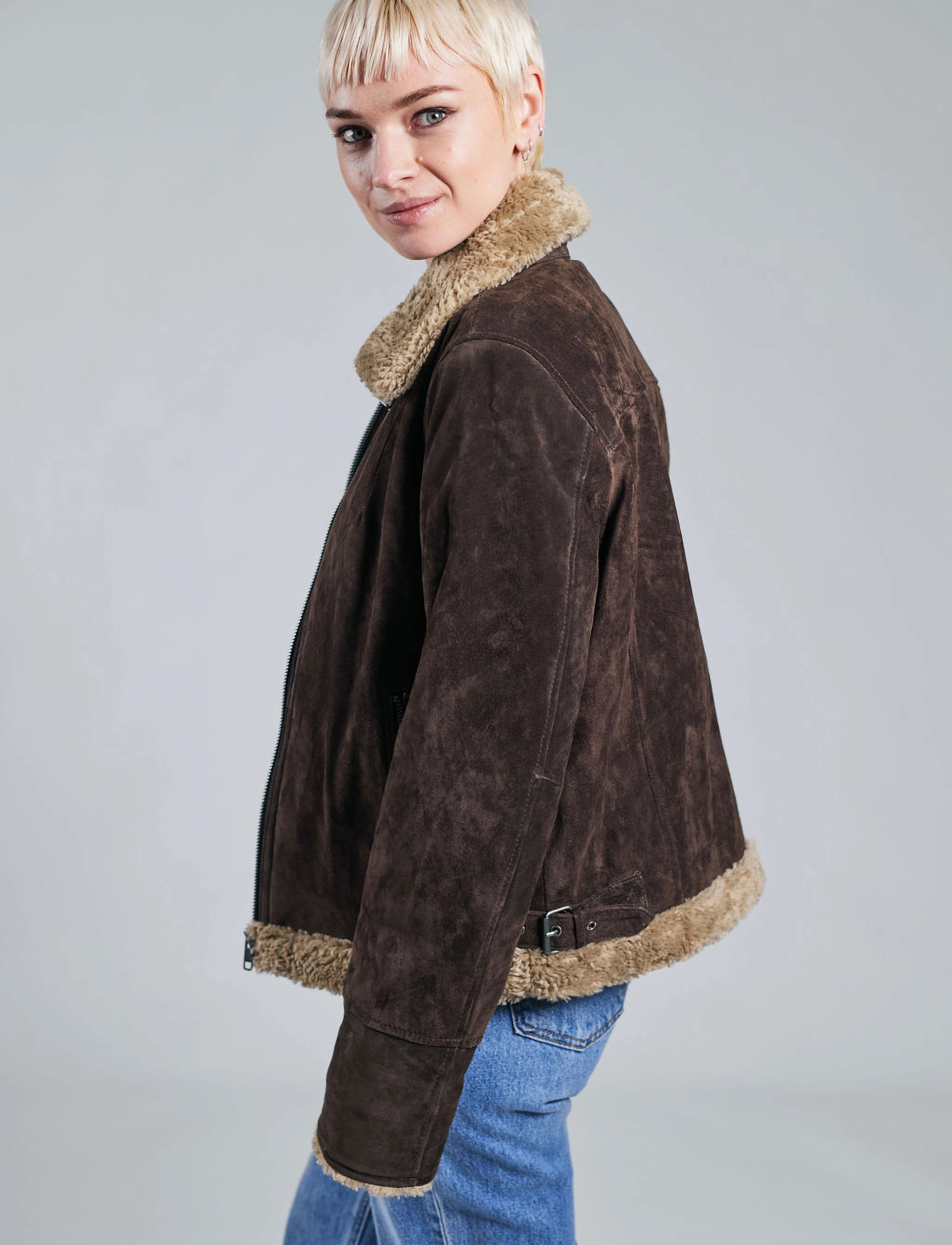 JOFAMA Ciara Suede Shearling Jacket skinnjackor dam – bild 6
