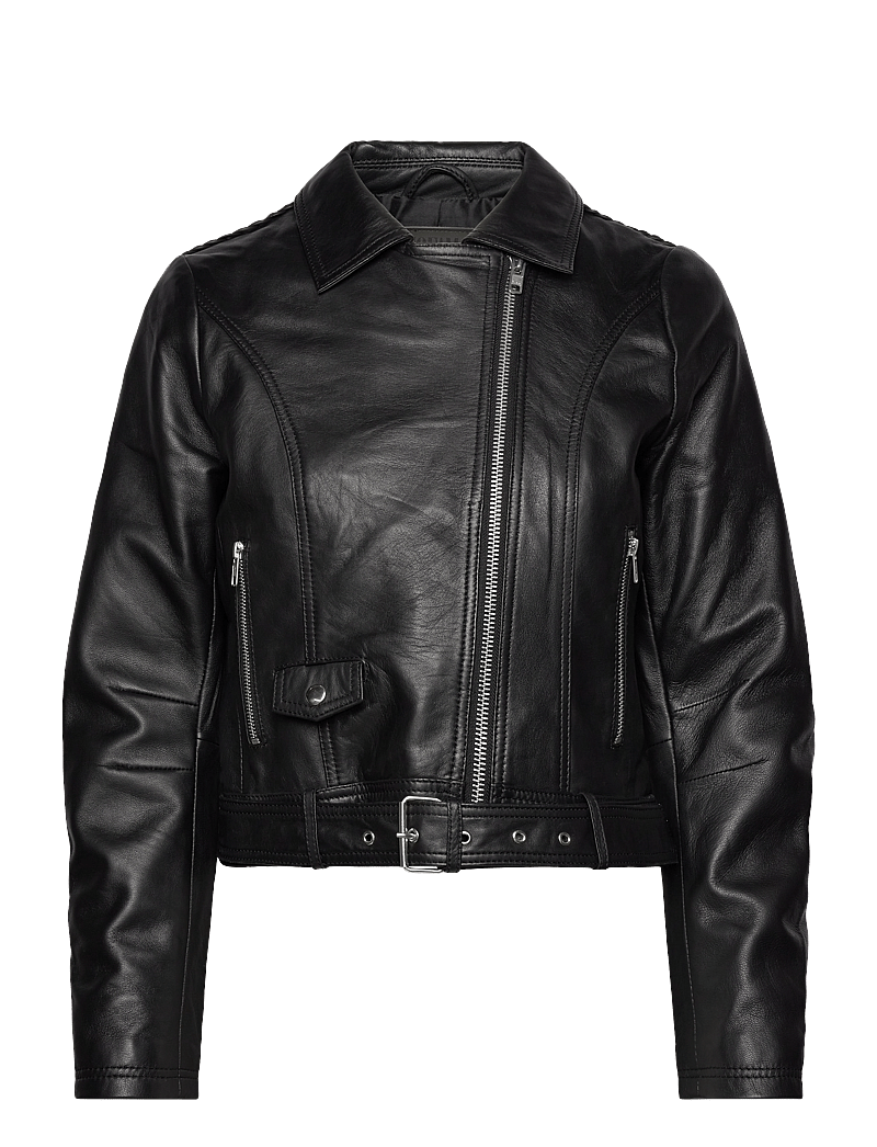 Jofama - Helen Leather Biker Jacket - kevadjoped - black - 2