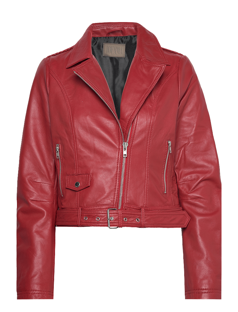 Jofama - Helen Leather Biker Jacket - frühlingsjacken - red - 0