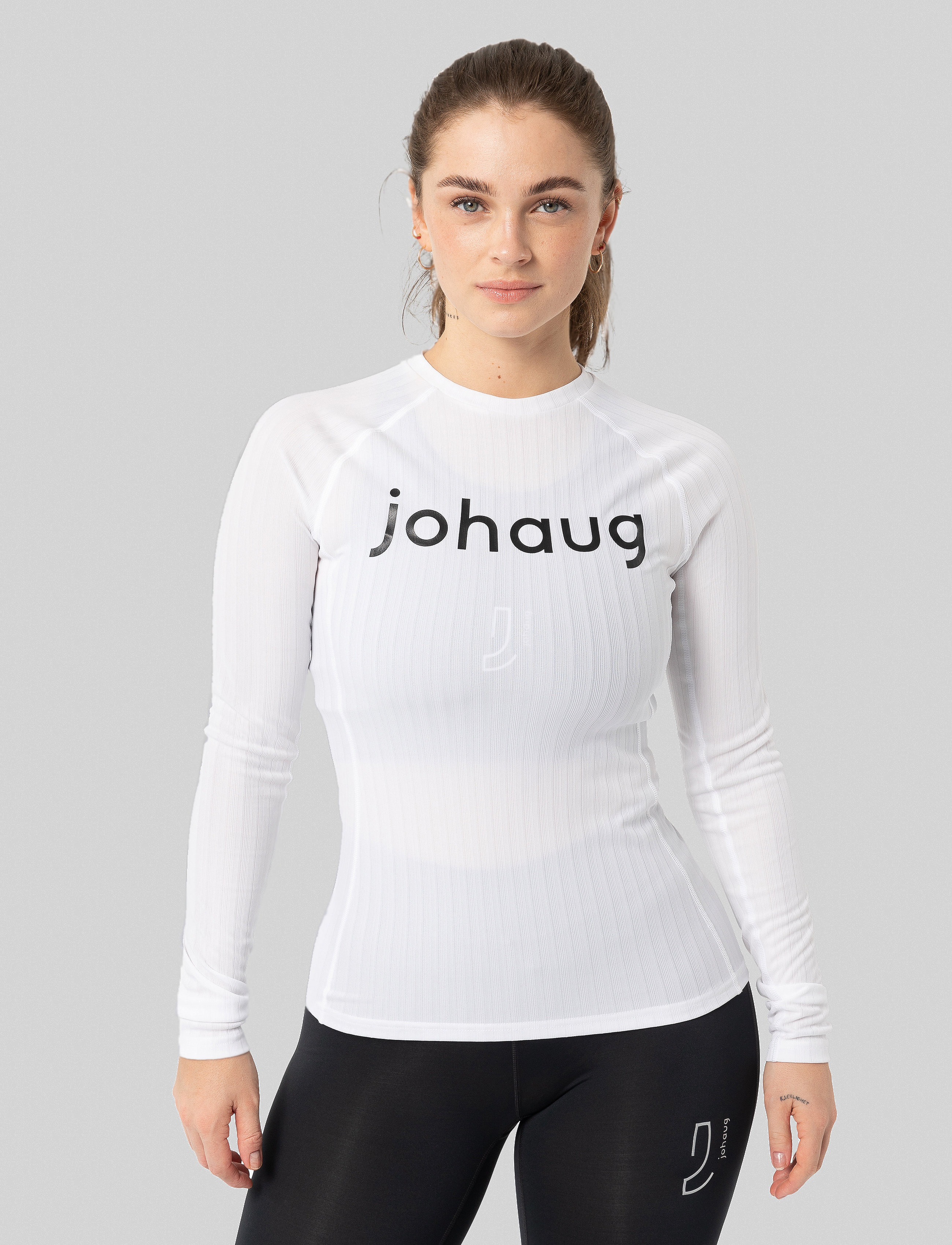Johaug Rib Tech Long Sleeve, XL, Sport, Weiß - Base Layer Oberteile, Frauen