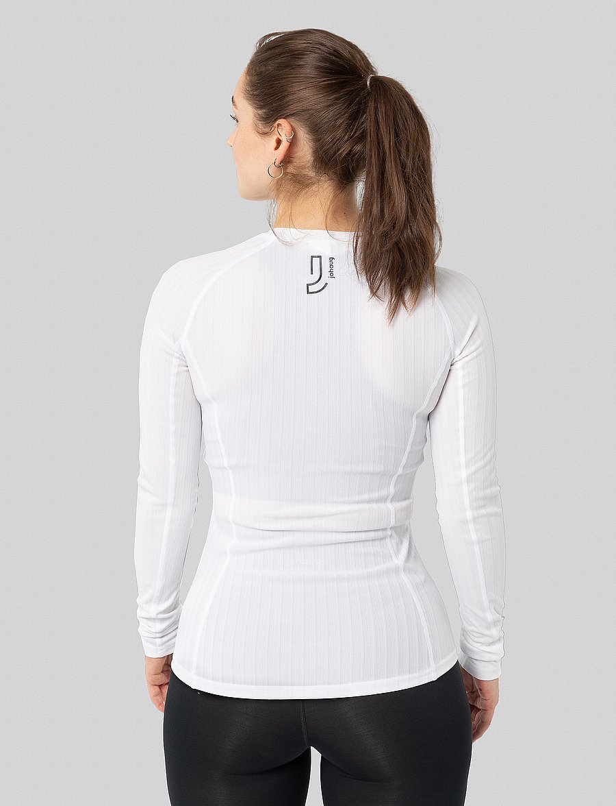 Johaug - Rib Tech Long Sleeve - aluskihina kantavad rõivad - white - 3
