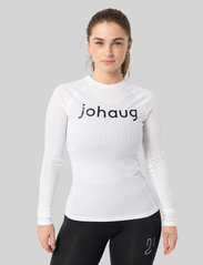 Johaug - Rib Tech Long Sleeve - aluskihina kantavad alussärgid - white - 2
