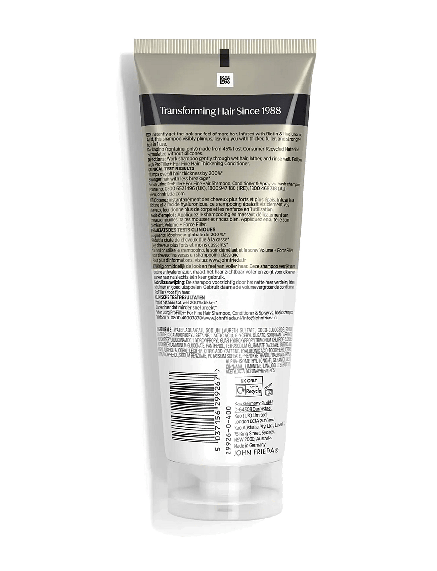 John Frieda - ProFiller+ Thickening Shampoo 250 ml - shampoo - clear - 1