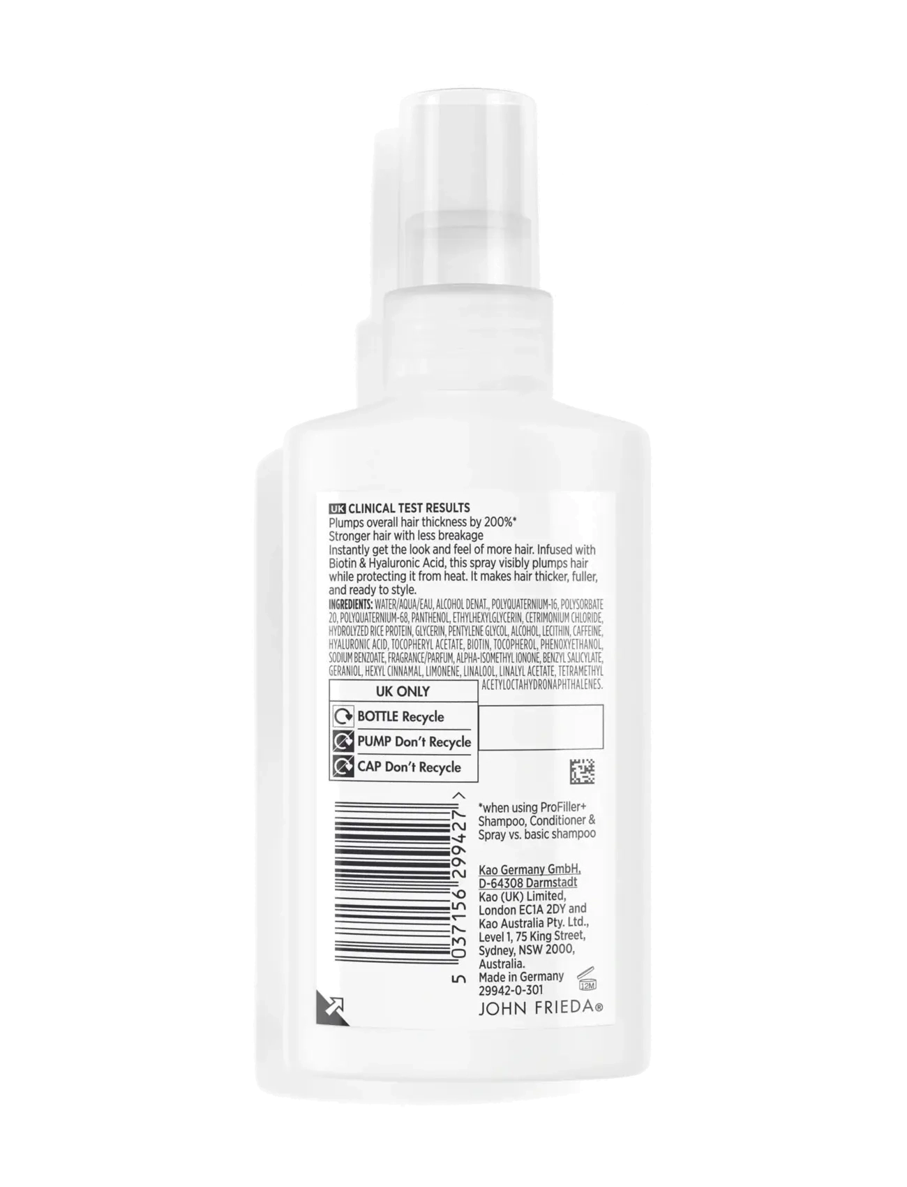 John Frieda - ProFiller+ Thickening Spray 150 ml - värmeskydd - clear - 1