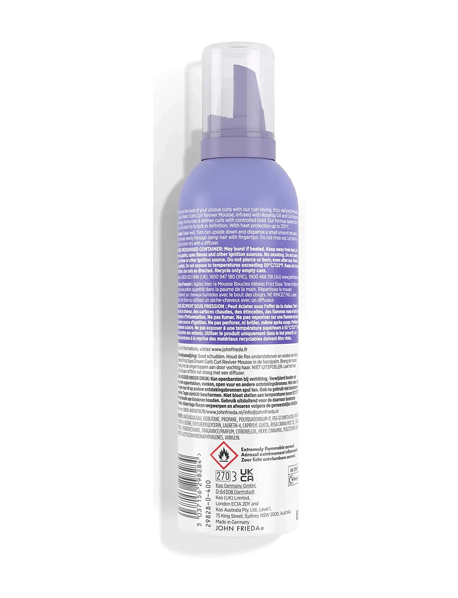John Frieda - Frizz Ease Dream Curls Curl reviver mousse 200 ml - sommerens hårprodukter - clear - 1