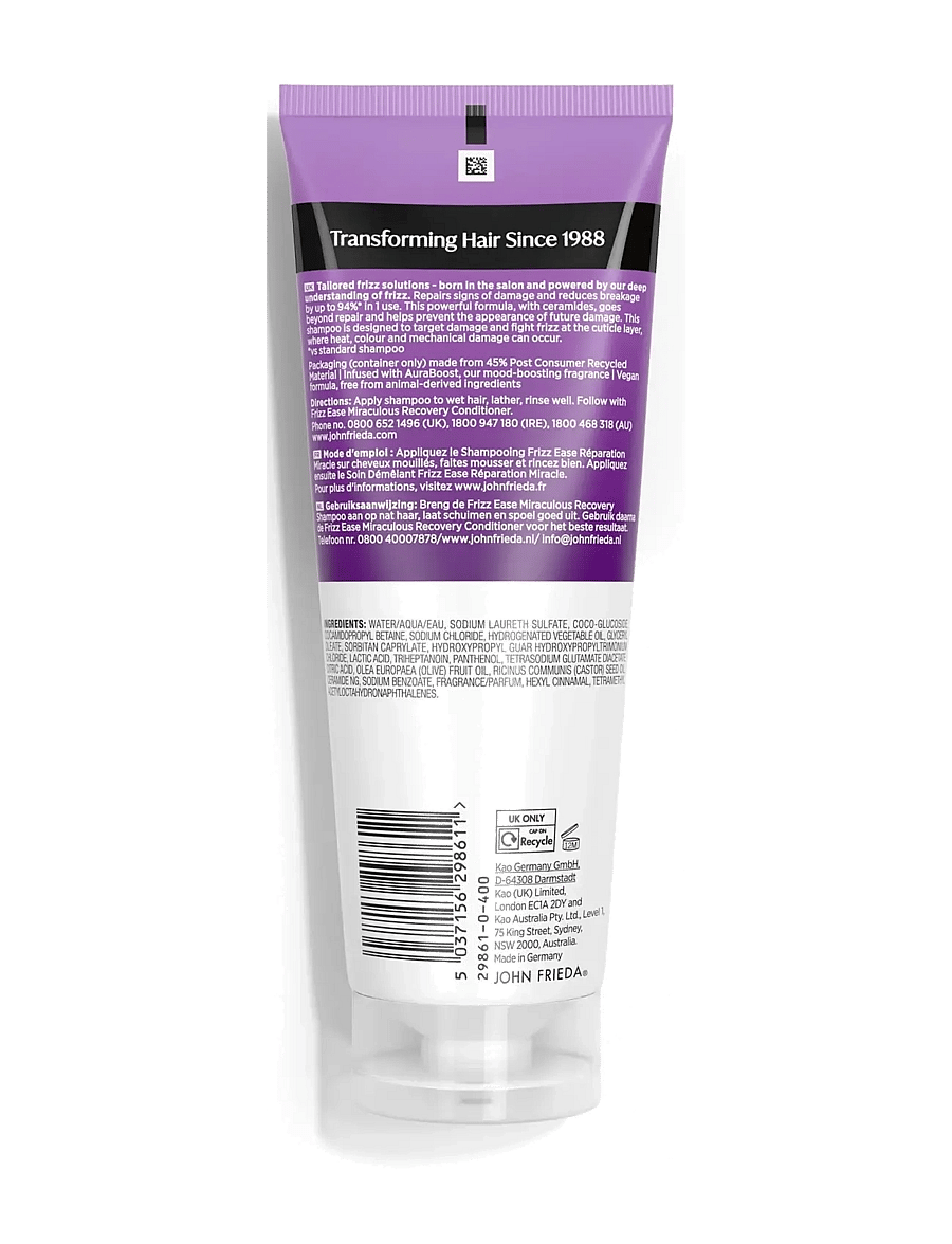 John Frieda - Frizz Ease Miraculous Recovery Shampoo 250 ml - shampoo - clear - 1