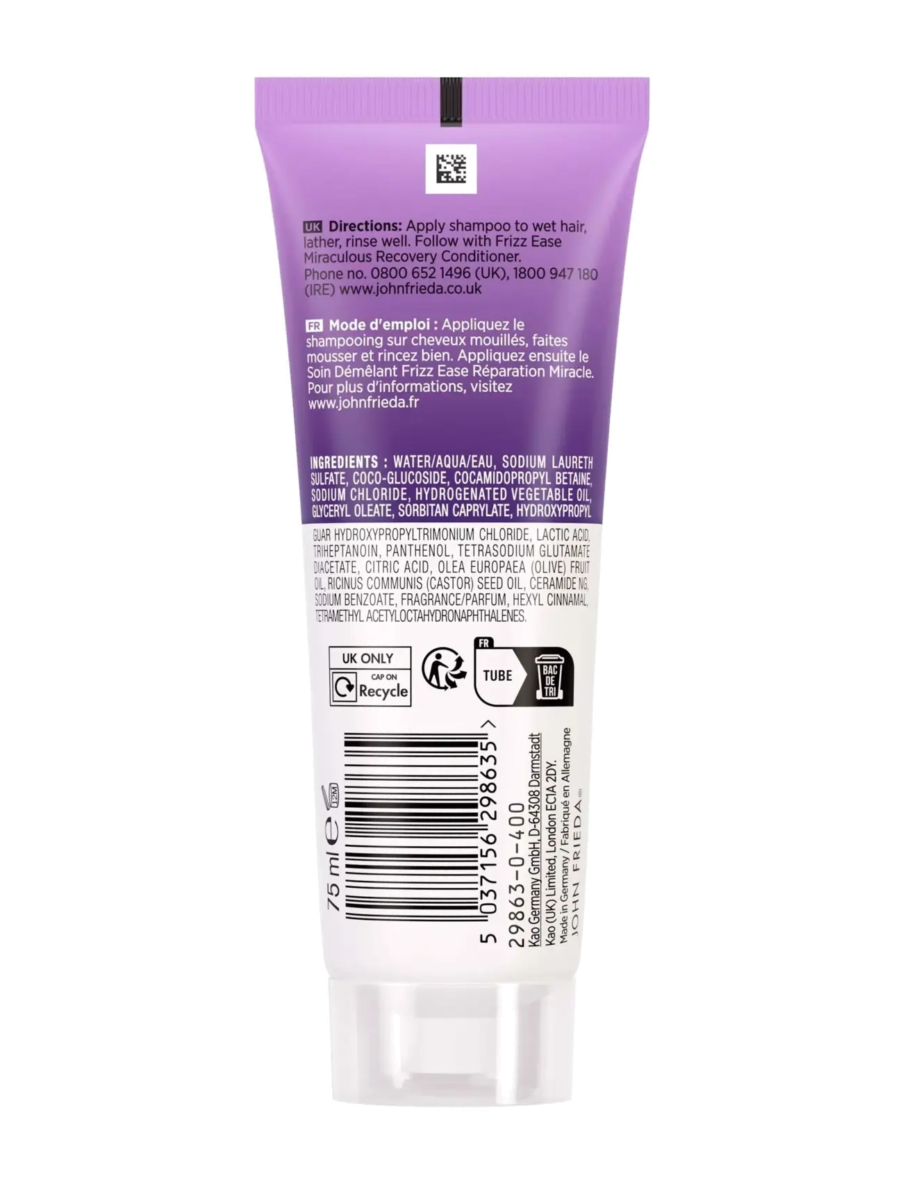 John Frieda - Frizz Ease Miraculous Recovery Shampoo 75 ml - sjampó - clear - 1
