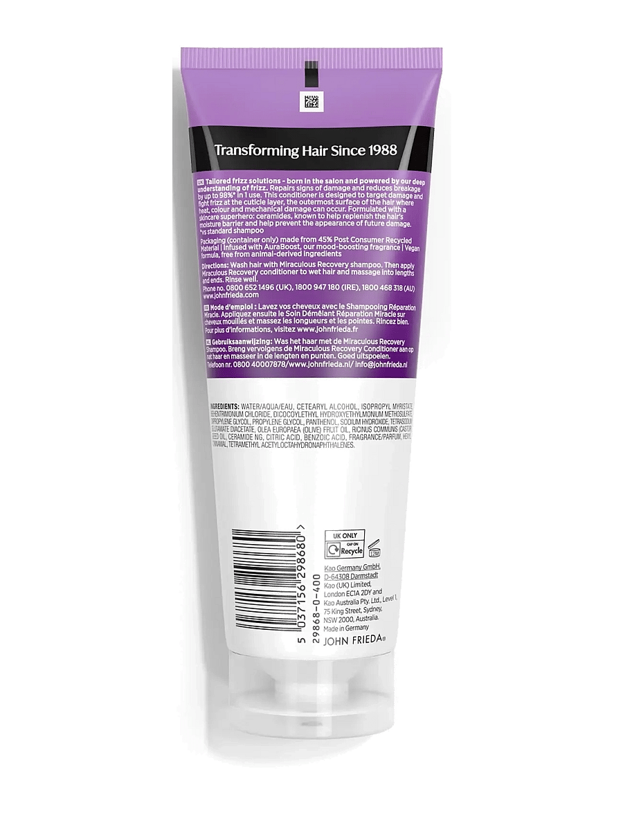 John Frieda - Frizz Ease Miraculous Recovery Conditioner 250 ml - balsam - clear - 1