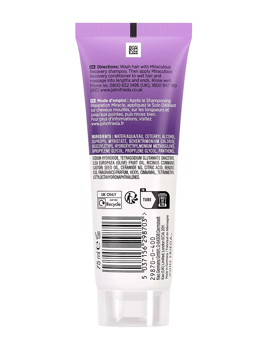 John Frieda - Frizz Ease Miraculous Recovery Conditioner 75 ml - hárnæring - clear - 1