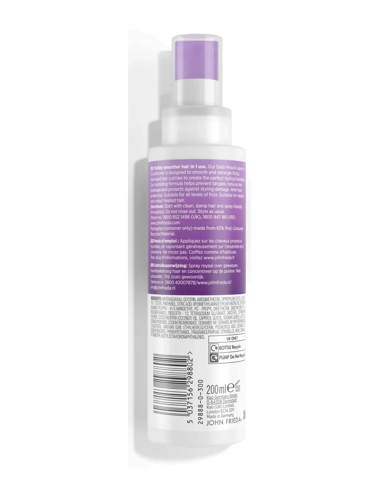 John Frieda - Frizz Ease Daily Miracle Leave-In Conditioner 200 ml - behandling - clear - 1