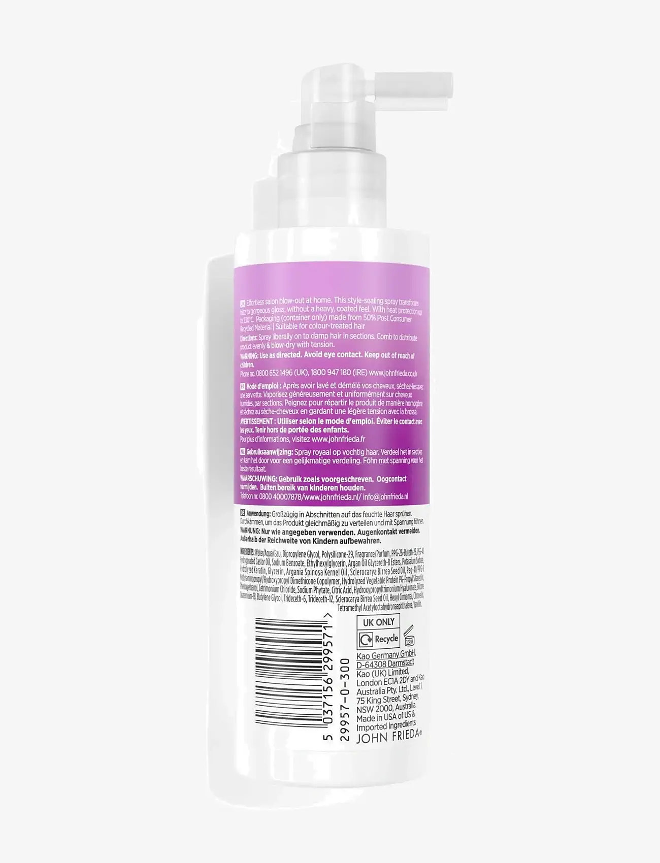 John Frieda - Frizz Ease Infinite Smooth Blowout spray 200 ml - volymspray - clear - 1