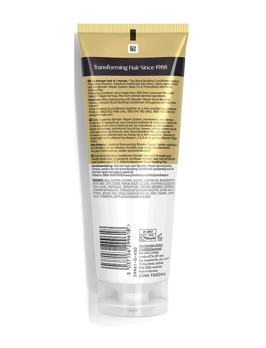 John Frieda - Blonde+ Repair System Bond Building Conditioner 250 ml - silfurhárnæring - clear - 1