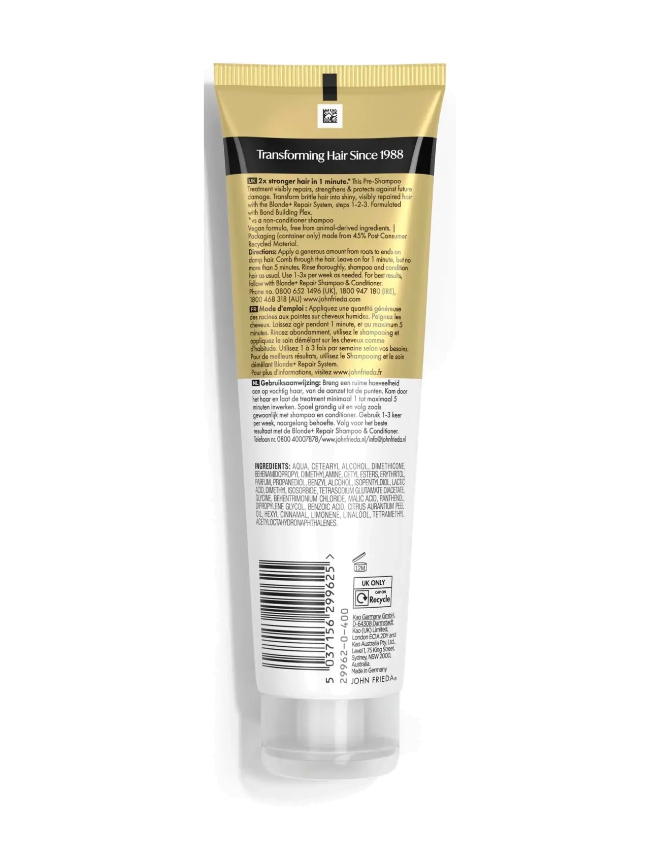 John Frieda - Blonde+ Repair System Pre-Shampoo Treatment 150 ml - behandling - clear - 1