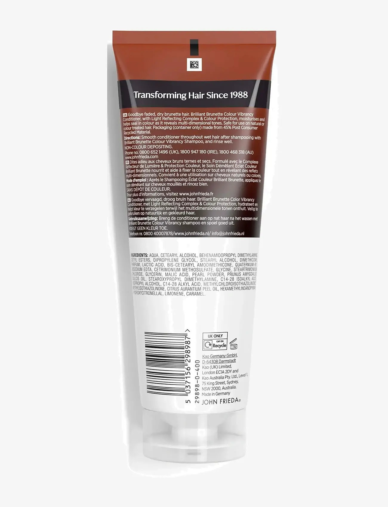 John Frieda - Brilliant Brunette Colour Protecting Conditioner 250 ml - balsam & conditioner - clear - 1