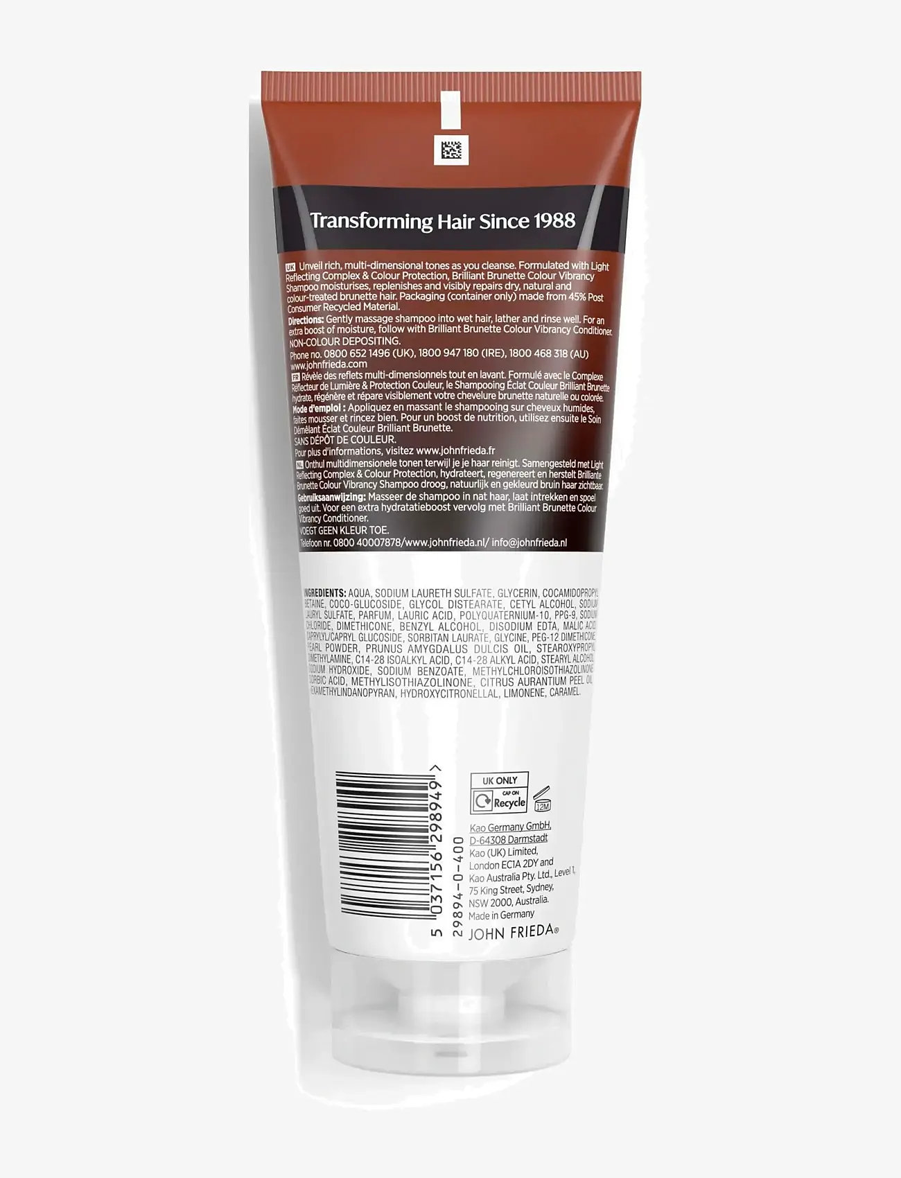 John Frieda - Brilliant Brunette Colour Protecting Shampoo 250 ml - shampoo - clear - 1
