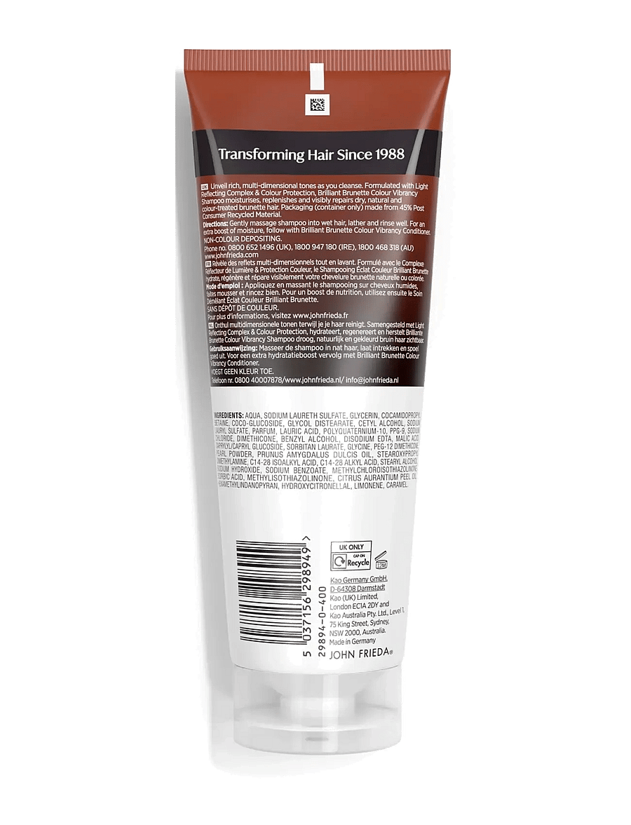 John Frieda - Brilliant Brunette Colour Protecting Shampoo 250 ml - shampoo - clear - 1