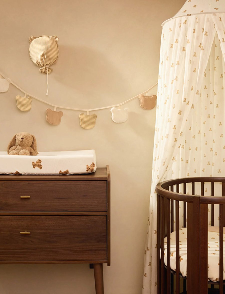 Jollein - Canopy Vintage - Cosy Check - betthimmel - mini teddy bear - 0