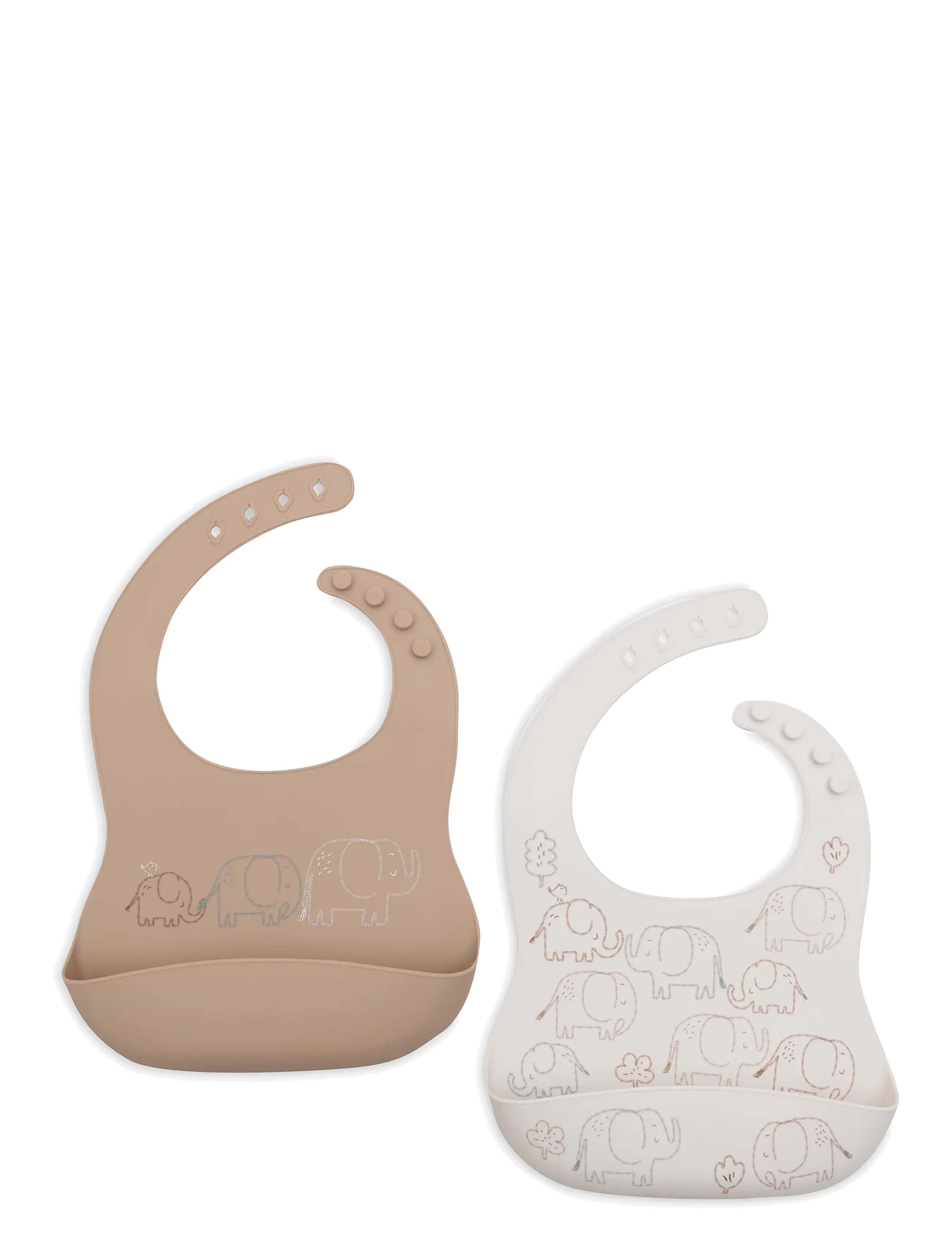 Jollein Bib Silicone - 2 Pack - Babyprodukter - ELEPHANT TALES / cream