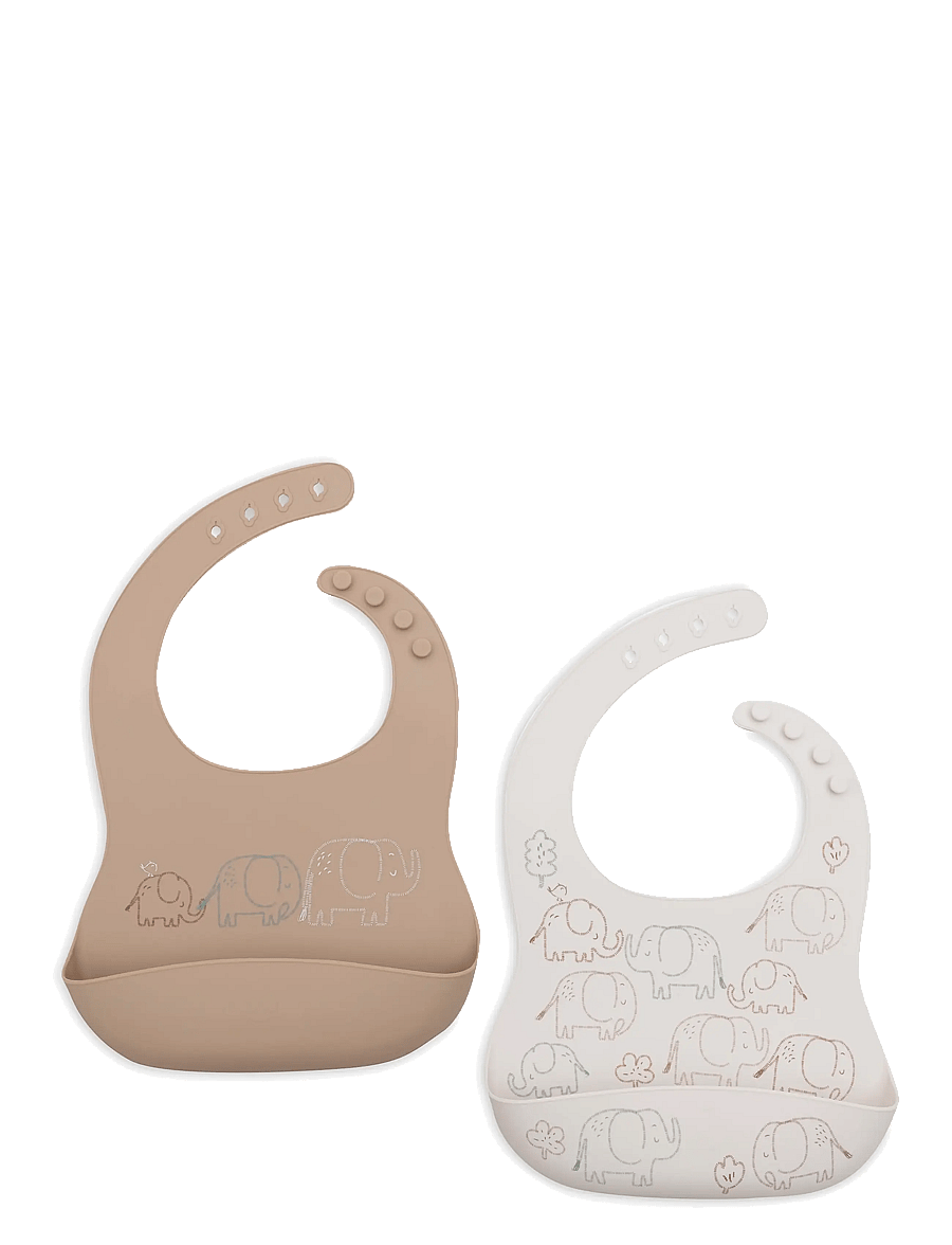 Jollein - Bib Silicone - 2 Pack - Ärmlösa haklappar - elephant tales - 1