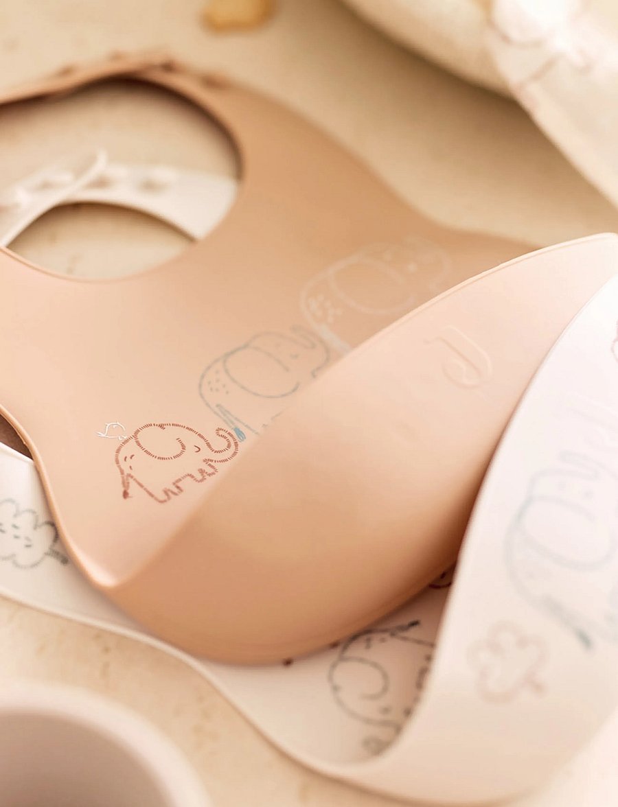 Jollein - Bib Silicone - 2 Pack - Ärmlösa haklappar - elephant tales - 0