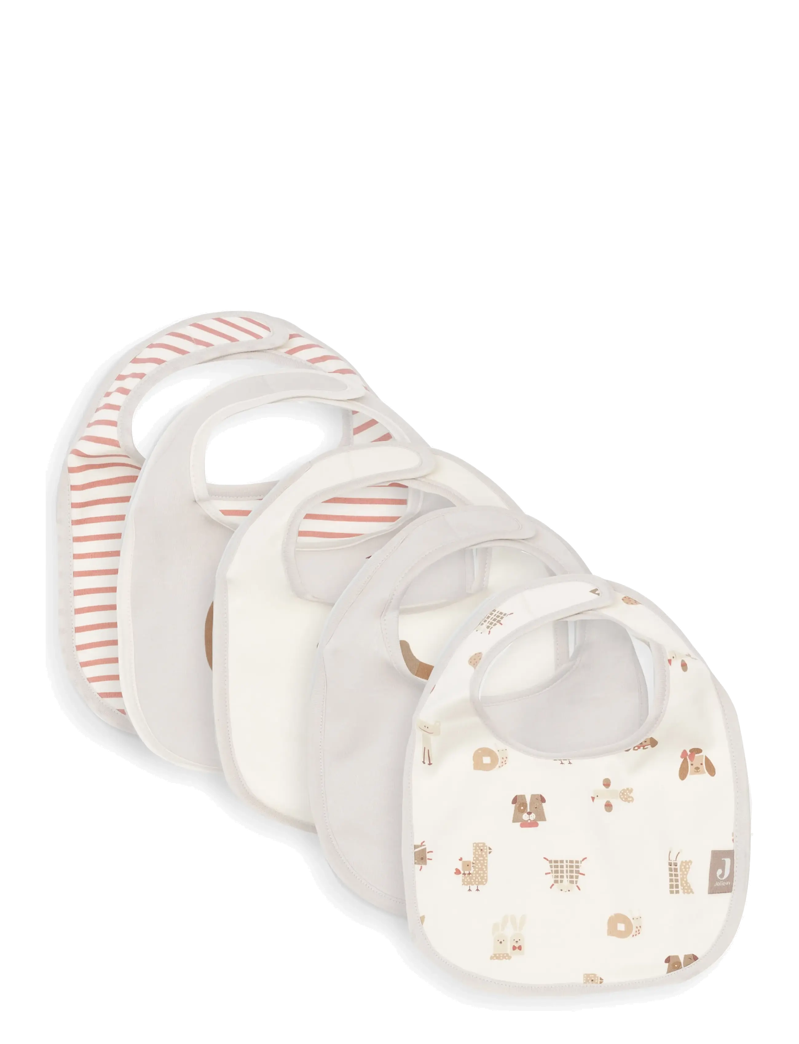 Jollein Bib Jersey Waterproof - 5 Pack - Jollein - ANIMAL FRIENDS / cream