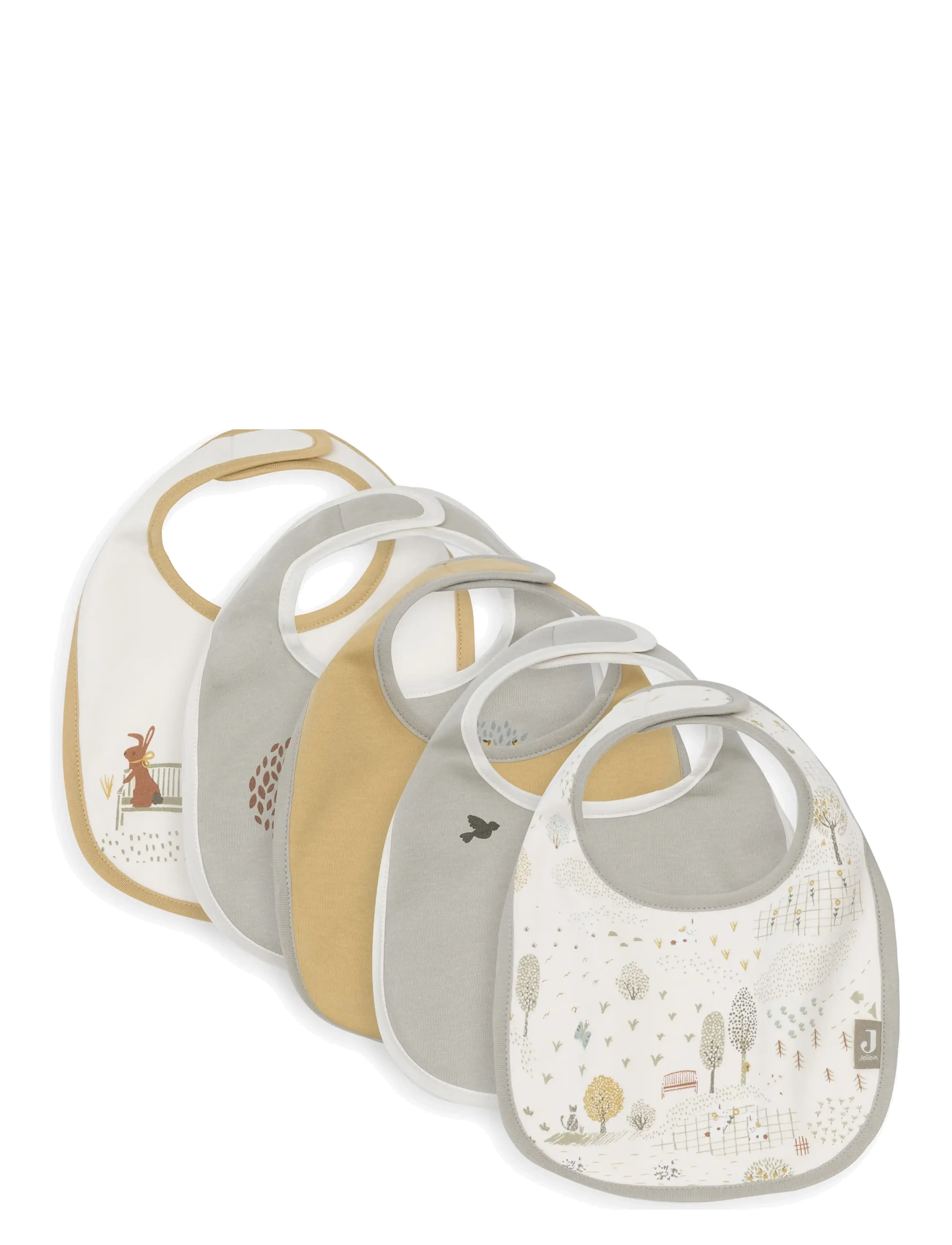 Jollein Bib Jersey Waterproof - 5 Pack - Jollein - TINY PARK / cream