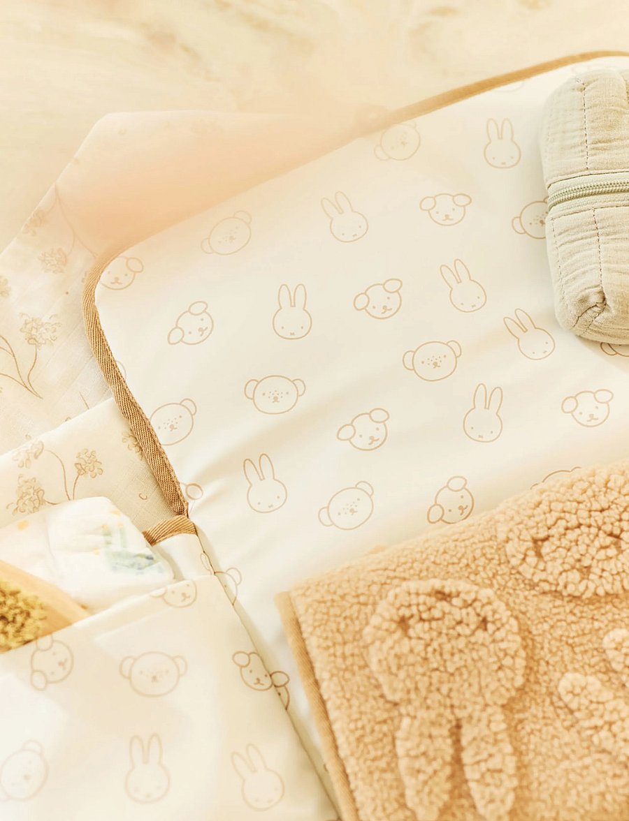 Jollein - Changing Pad with Storage Pockets Jacquard Teddy - skötdbäddar - biscuit - 0