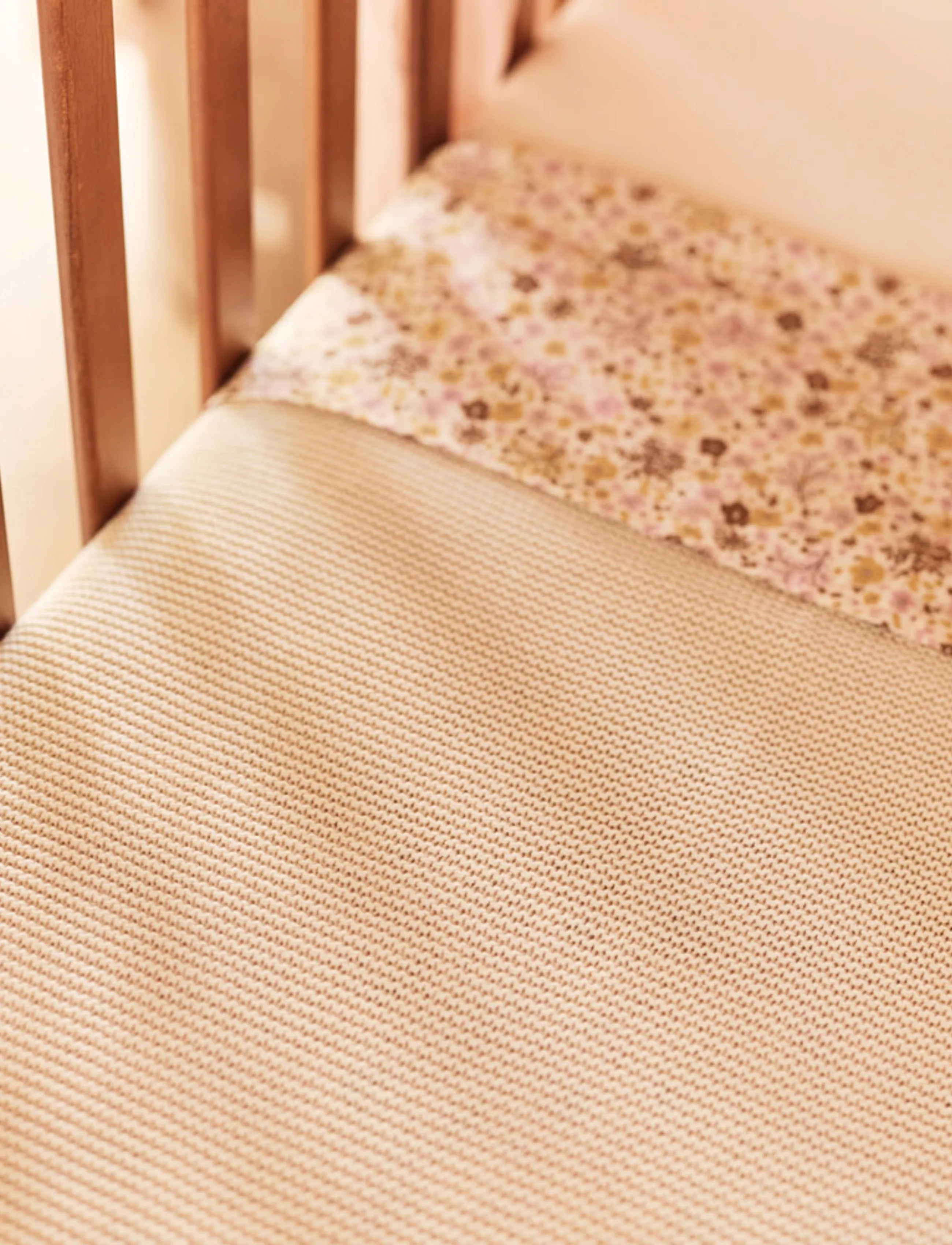 Jollein Blanket Basic Knit, Børn, Vaffelstrikket Tæppe, Beige, Str: 75X100
