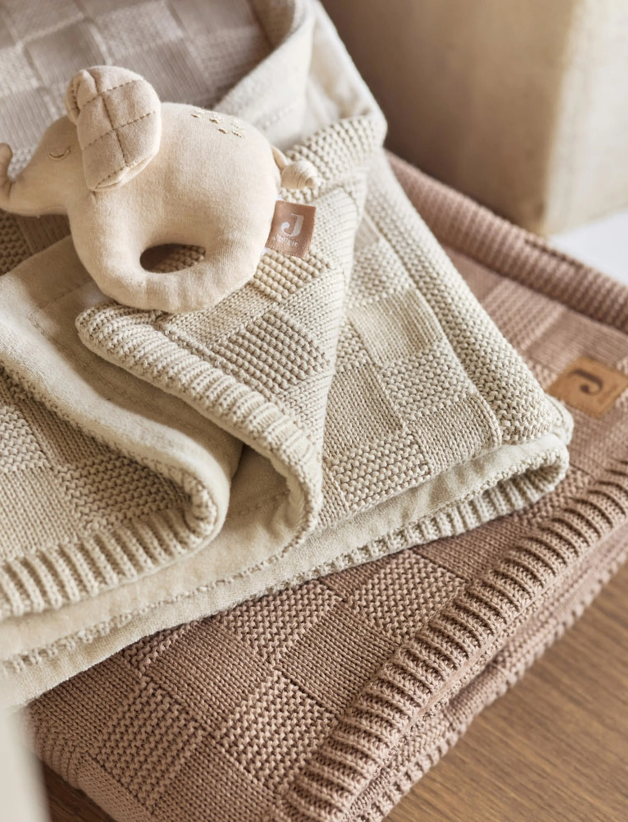 Jollein Blanket - Box Knit - Gots, 100X150, Beige, Babysøvn > Nusseklude, Børn