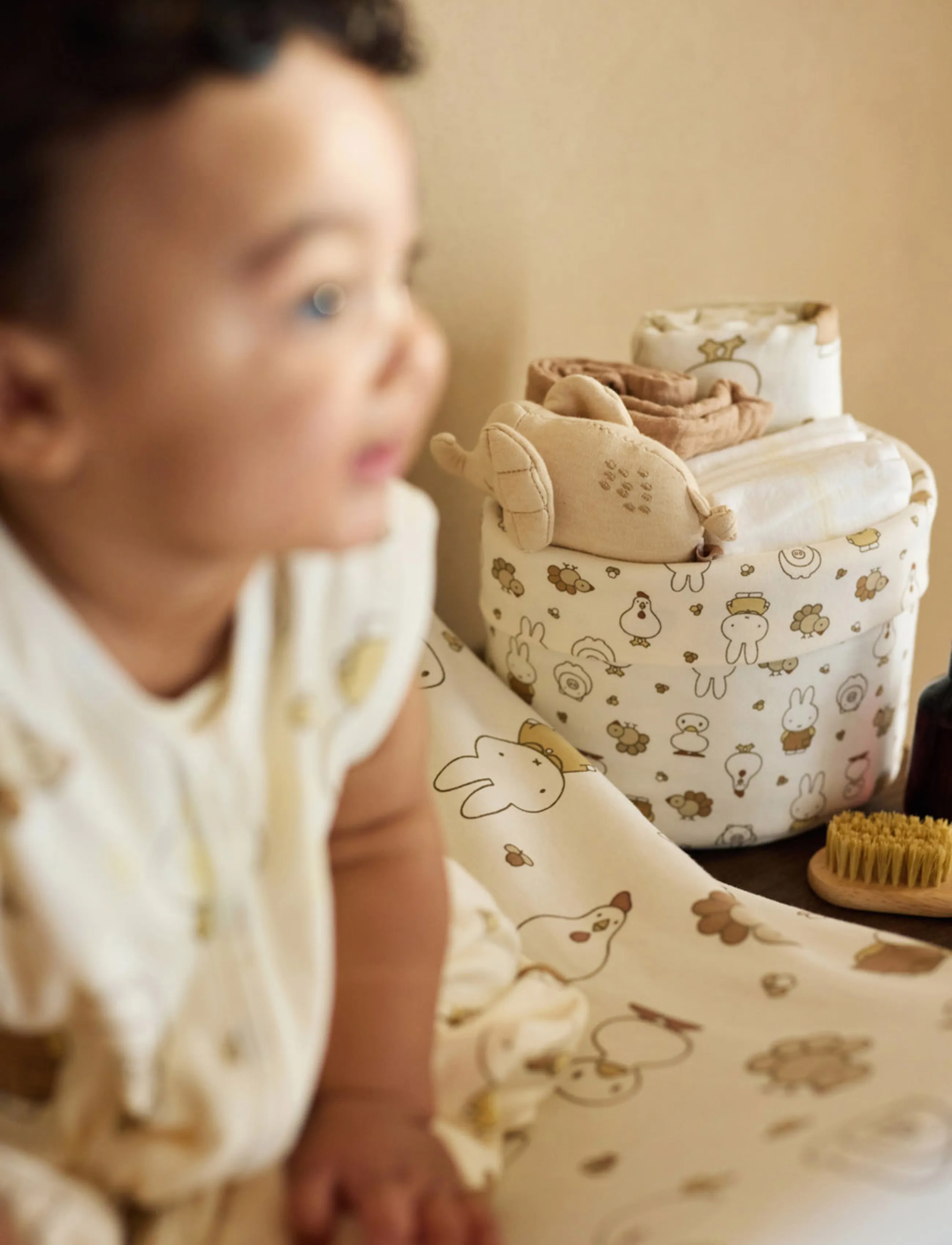 Jollein Changing Table Basket - Cloudy Rib, 29X18, Cream, Opbevaring > Opbevaringskurve, Børn