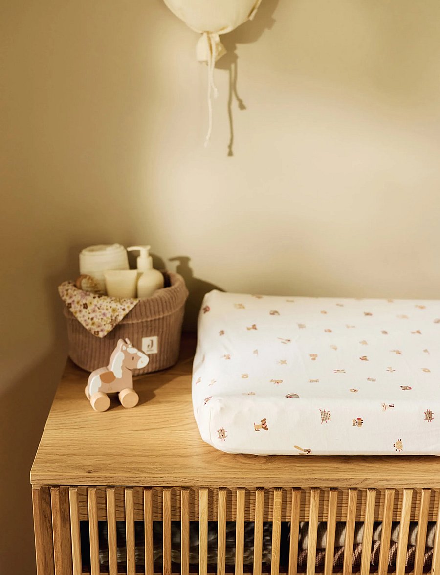 Jollein - Changing Table Basket - Cloudy Rib - wickeltische - milky coffee - 0
