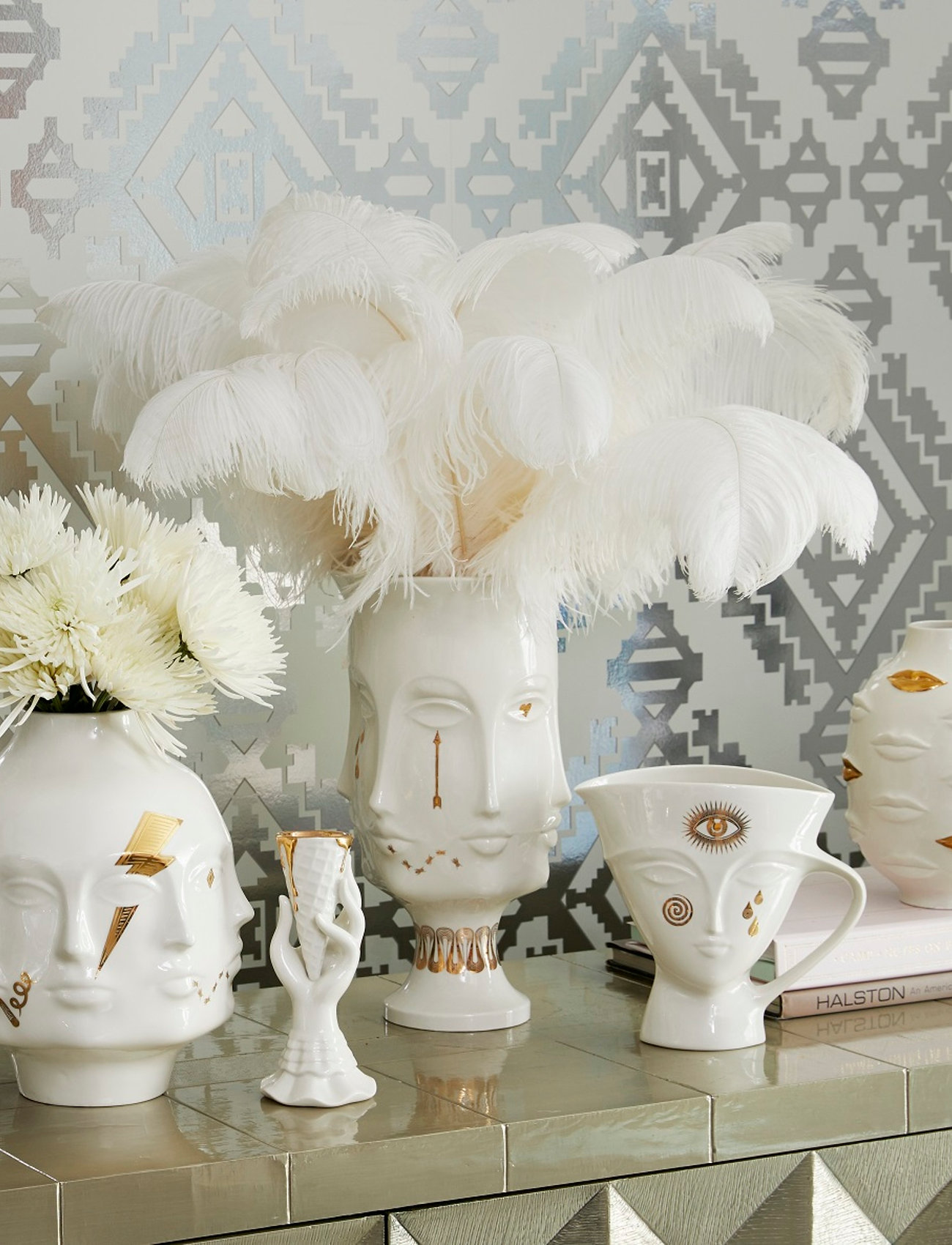 Jonathan Adler - Gilded Muse I-Scream Vase - maljakot - white, gold - 3