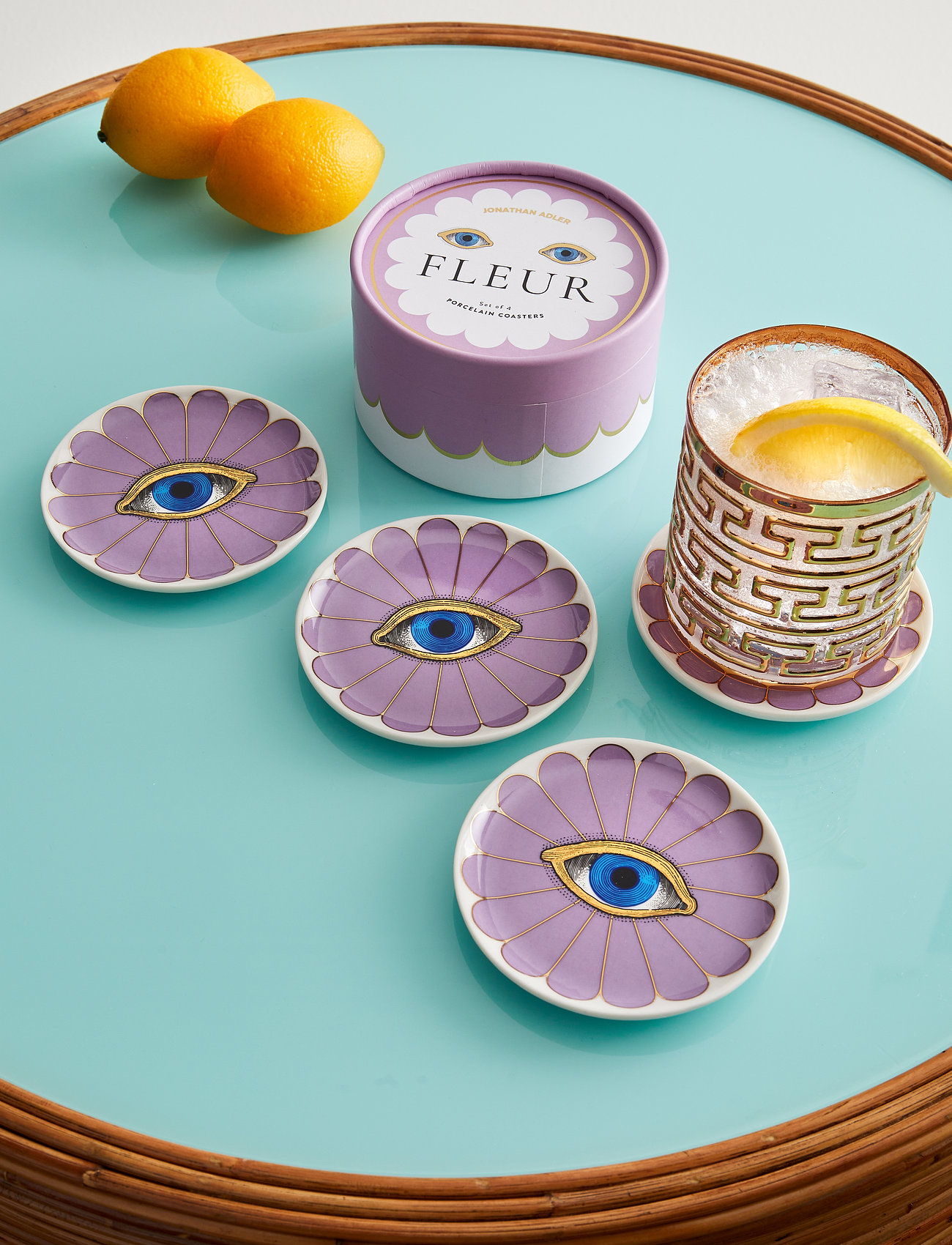 Jonathan Adler Fleur Coasters,,,Lila Gr.ONE SIZE