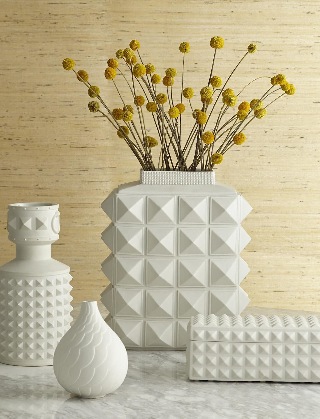 Jonathan Adler Charade Studded Vase, H:20 cm, White, Dekoration > Vaser, Unisex