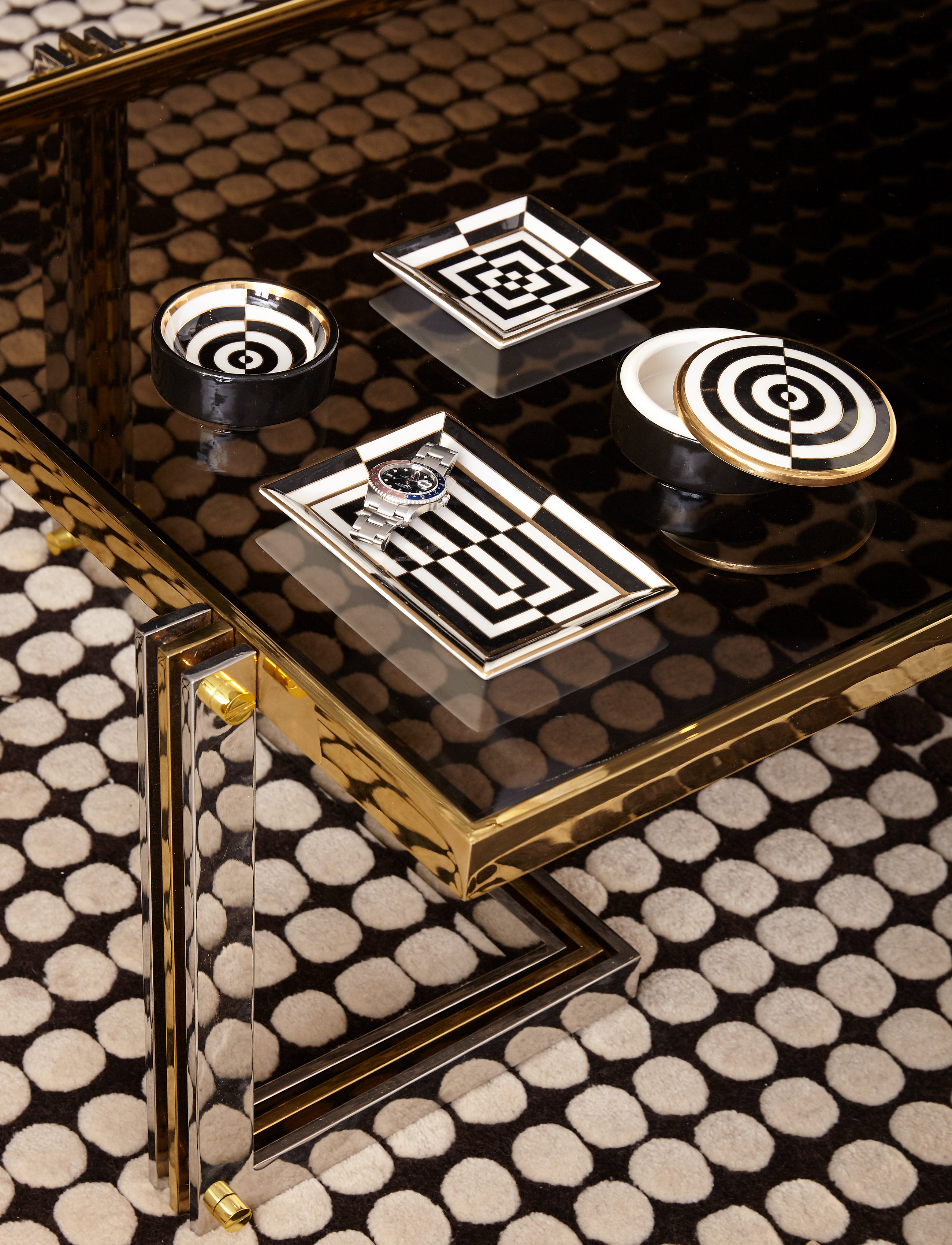 Jonathan Adler - Op Art Rectangle Tray - koristelautaset - black/white - 2
