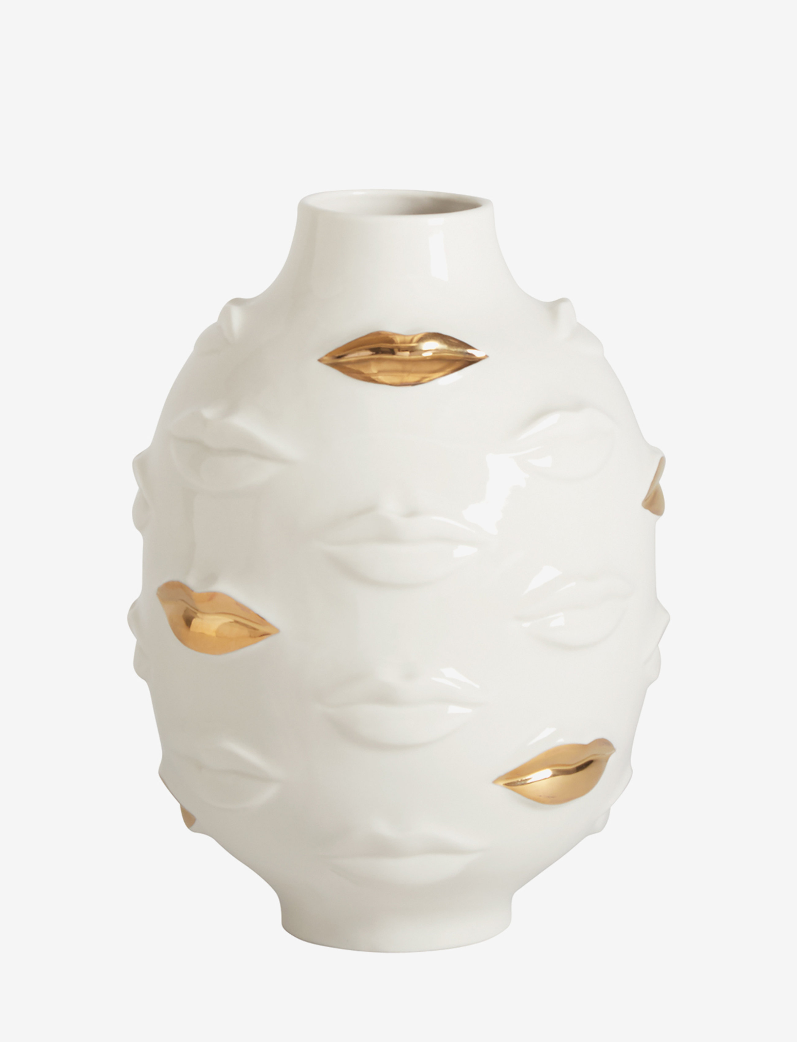 Jonathan Adler Gilded Muse Gala Round Vase, Vases, Hvid, Str: H:28CM