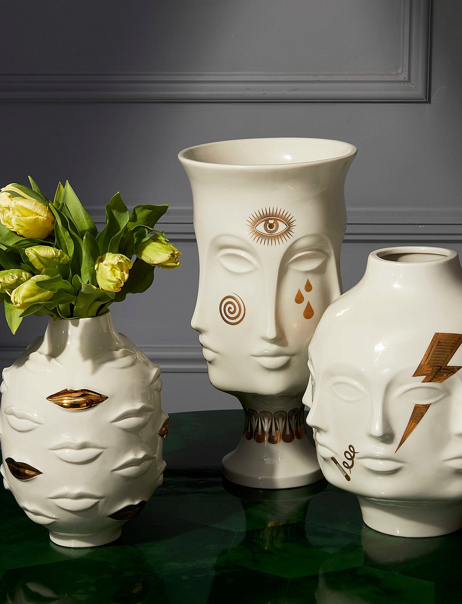 Jonathan Adler - Gilded Muse Gala Round Vase - valentinstaggeschenke - white/gold - 0