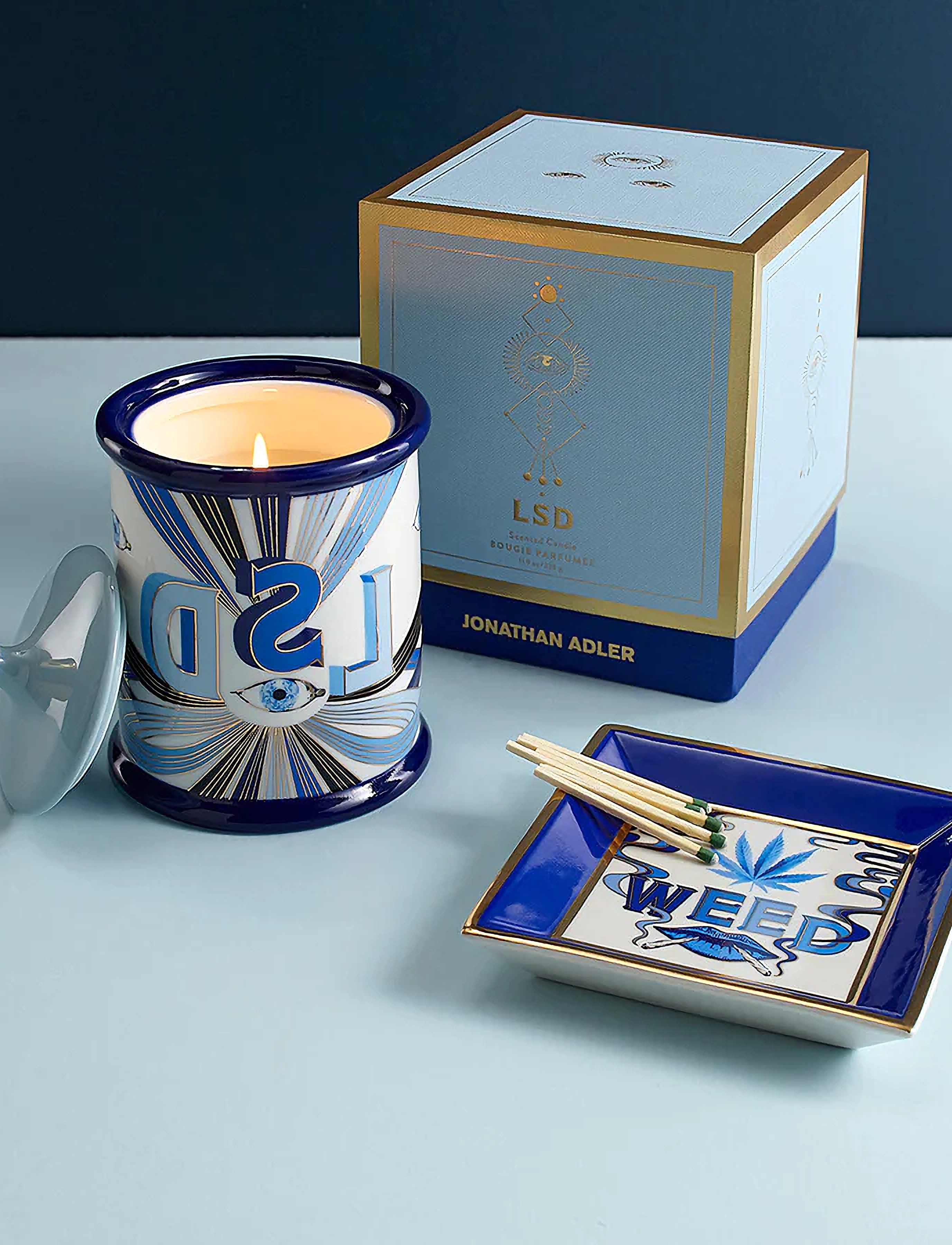 Jonathan Adler Druggist Weed Square Tray, 11.4X11.4X2.5 cm, Blue, Dekoration > Dekorative Fade, Unisex