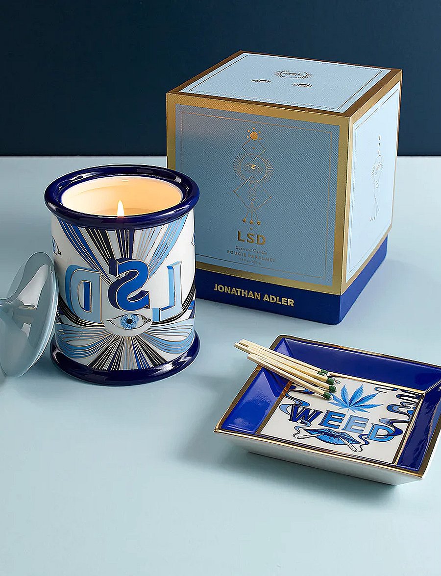 Jonathan Adler - Druggist weed Square Tray - dekoratiivsed vaagnad - blue white - 0