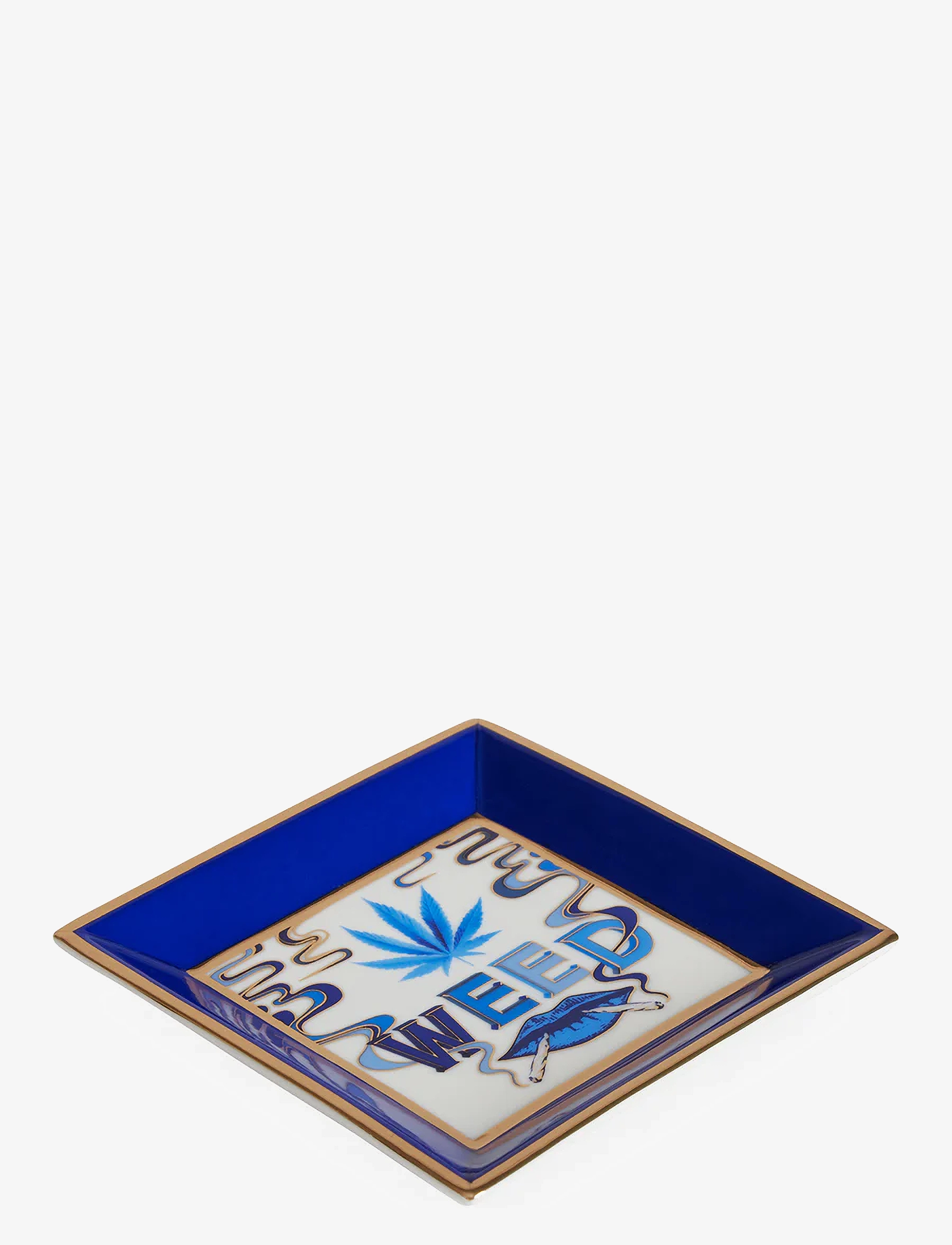 Jonathan Adler - Druggist weed Square Tray - køb efter pris - blue white - 2
