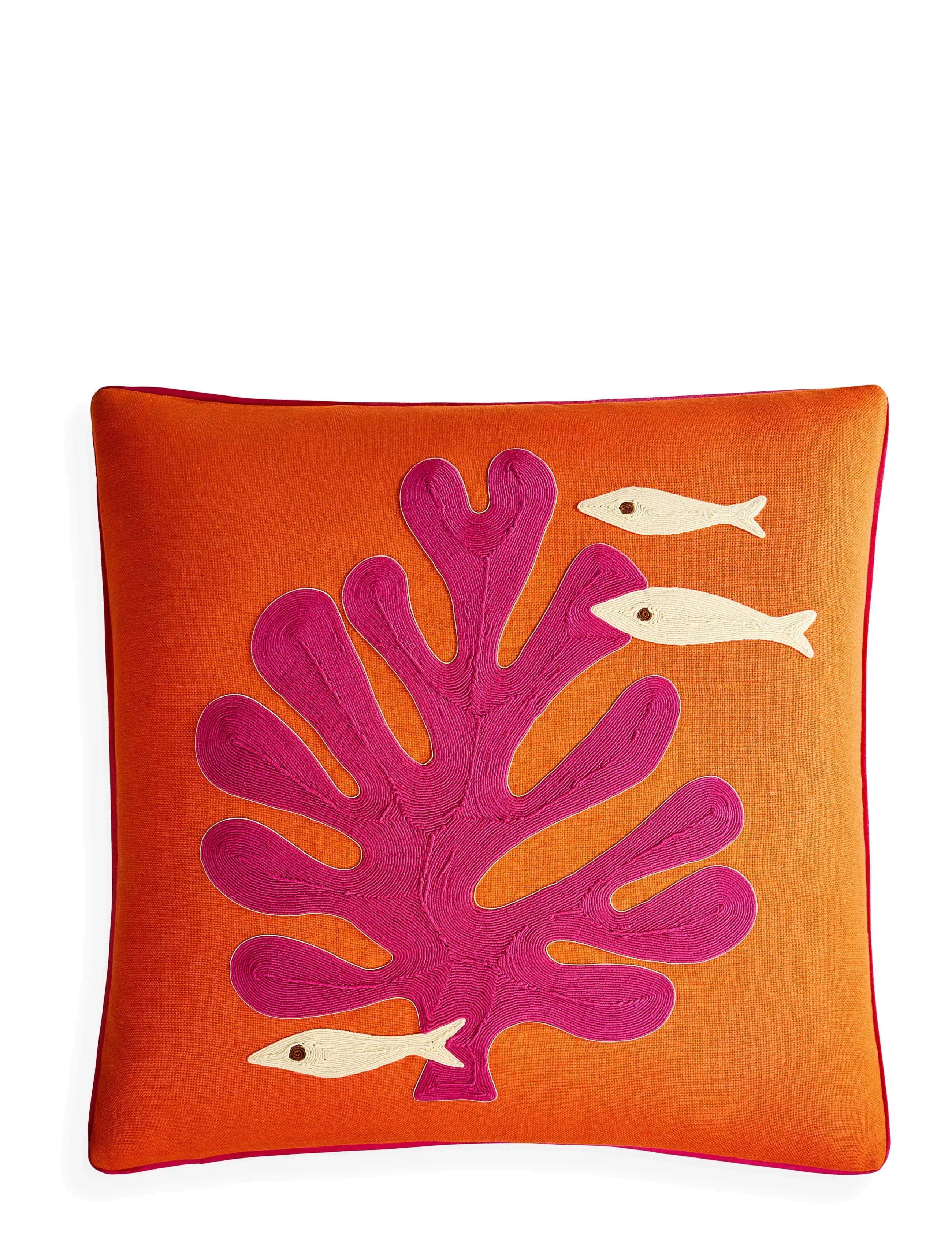 Jonathan Adler Uk Kit Playa Corded Pillow Coral, Pudder, Orange, Str: ONE SIZE
