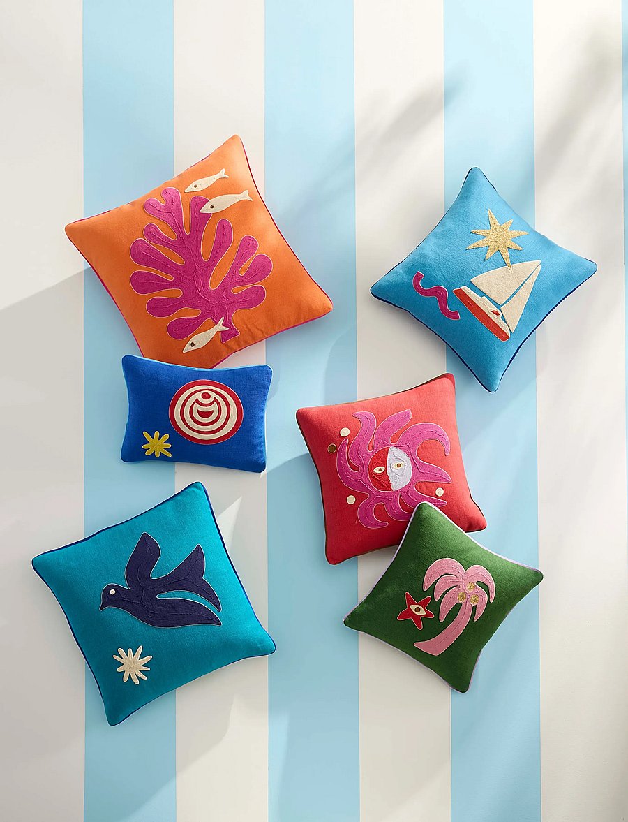 Jonathan Adler - UK KIT Playa Corded Pillow Coral - orange - 0