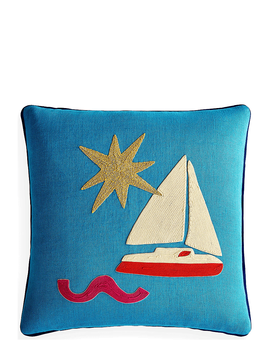 Jonathan Adler - UK KIT Playa Corded Pillow Sailboat - blue - 1