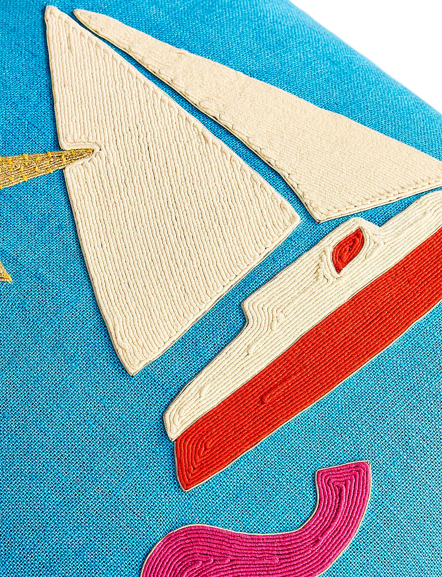 Jonathan Adler - UK KIT Playa Corded Pillow Sailboat - blue - 5