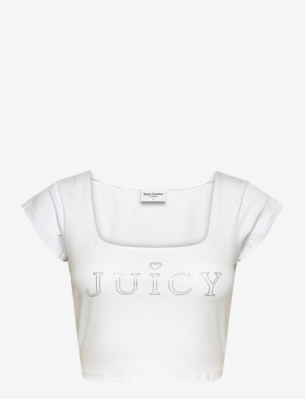 Juicy Couture - REGAL SQUARE NECK CROPPED TEE - crop tops - white - 0